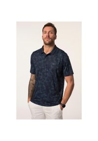 JAY-PI - Męska Koszulka polo golf rękaw 1/2 nadruk na całej powierzchni. Typ kołnierza: polo, golf. Kolekcja: plus size. Kolor: niebieski. Materiał: elastan, poliester, materiał. Wzór: nadruk. Styl: sportowy