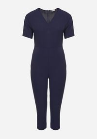 Born2be - Granatowy Kombinezon Panomeda. Kolekcja: plus size. Kolor: niebieski. Materiał: tkanina. Długość rękawa: krótki rękaw. Długość: krótkie. Wzór: gładki, jednolity, kolorowy. Styl: klasyczny #6