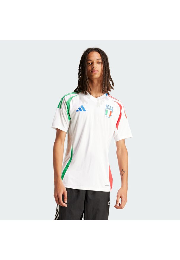 Adidas - Koszulka Italy 24 Away. Kolor: biały. Materiał: poliester, materiał. Sport: piłka nożna