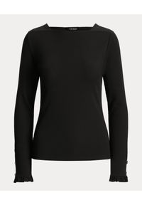Lauren Ralph Lauren - LAUREN BY RALPH LAUREN - Czarna bluzka z ozdobnymi rękawami. Kolor: czarny. Materiał: bawełna, dzianina, prążkowany. Długość rękawa: długi rękaw. Długość: długie #3