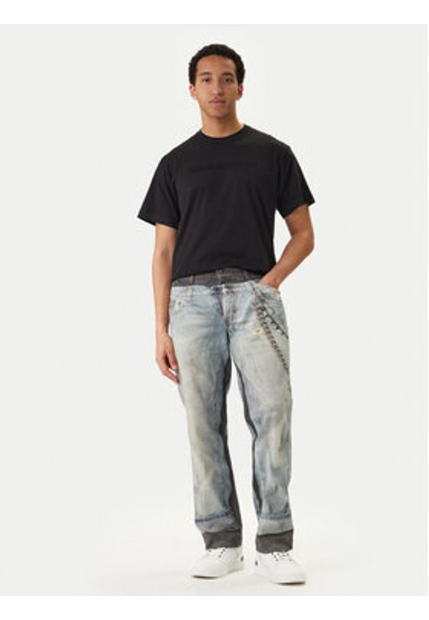 Versace Jeans Couture T-Shirt 80GAHE09 CJ00E Czarny Regular Fit. Kolor: czarny. Materiał: bawełna