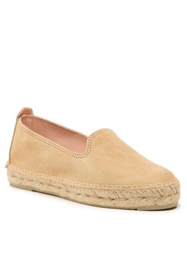 Manebi Espadryle Suede Flat Espadrilles Beżowy. Kolor: beżowy. Materiał: zamsz, skóra
