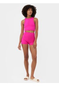 4f - Dół od bikini z materiałów z recyklingu damski. Kolor: różowy. Materiał: materiał #1