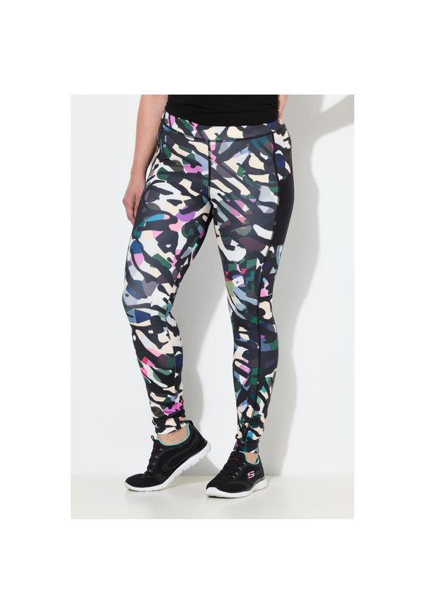 ULLA POPKEN - Damskie Legginsy sportowe szybkoschnące kieszenie z recyklingu. Kolekcja: plus size. Kolor: czarny. Materiał: materiał, poliester, elastan