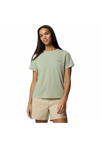 columbia - Koszulka damska Columbia Sun Trek Short Sleeve II Tee z krótkim rękawem. Kolor: zielony. Długość rękawa: krótki rękaw. Długość: krótkie