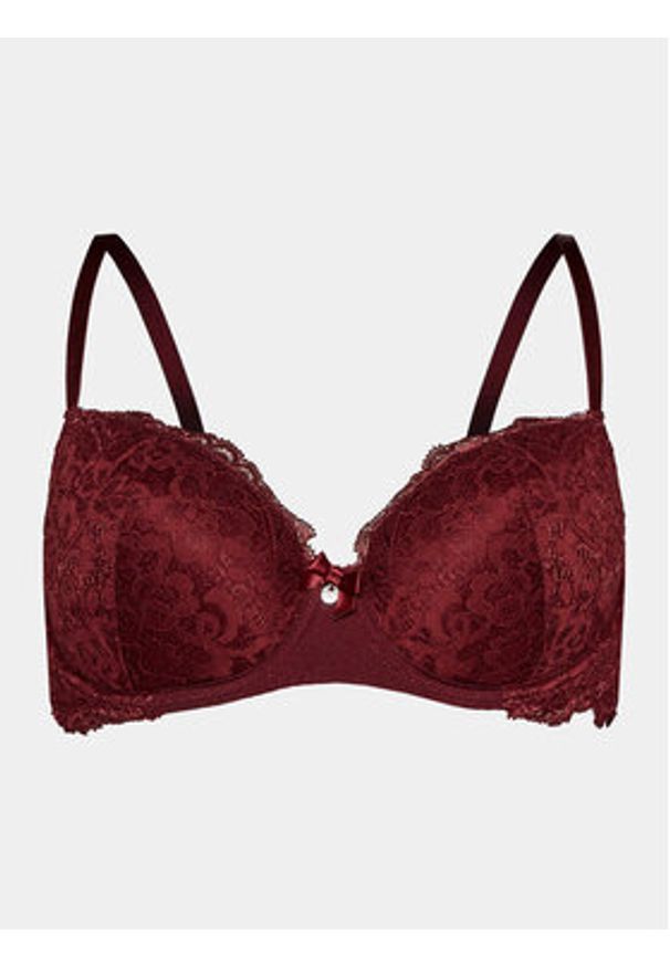 Hunkemöller Biustonosz balkonetka Marine 202705 Bordowy. Kolor: czerwony. Materiał: syntetyk