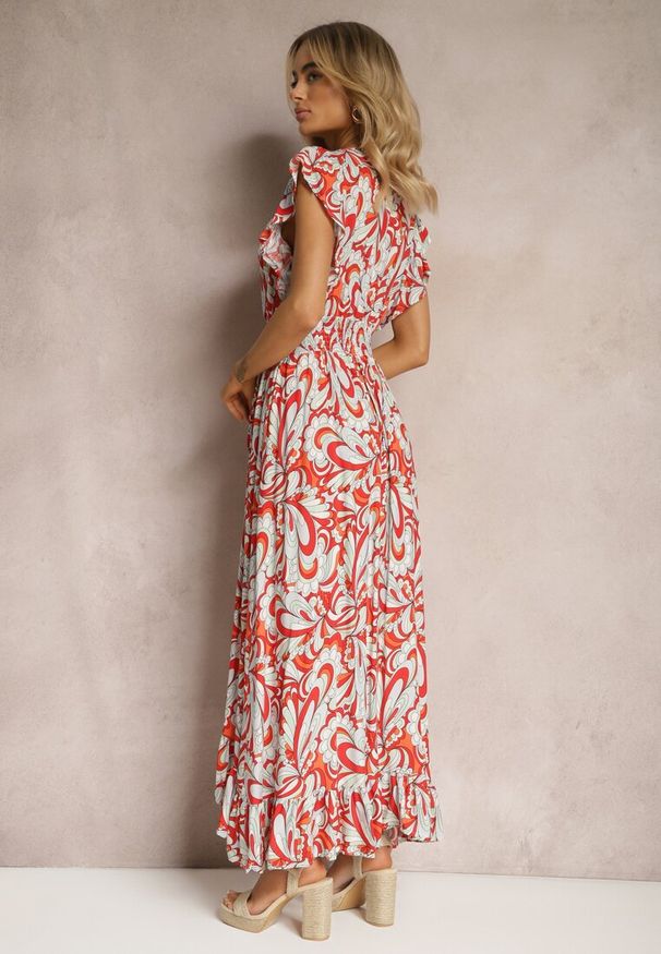 Renee - Brązowa Sukienka Boho z Gumką w Pasie i Asymetrycznym Dołem z Wiskozy Anorissa. Kolor: brązowy. Materiał: wiskoza. Typ sukienki: asymetryczne. Styl: boho