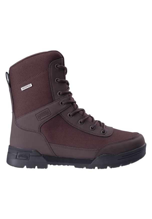 Buty taktyczne męskie Magnum Armory High WP - brązowe, Rozmiar buta 41. Okazja: na co dzień. Wysokość cholewki: przed kolano. Kolor: brązowy. Materiał: materiał, guma. Szerokość cholewki: normalna. Sport: fitness