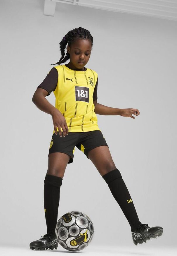 Puma - Młodzieżowa koszulka domowa Borussia Dortmund 24/25 PUMA Faster Yellow Black. Kolor: żółty, wielokolorowy, czarny