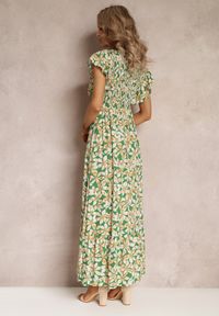 Renee - Zielona Rozkloszowana Sukienka z Wiskozy w Kwiaty Ghedjed. Kolor: zielony. Materiał: wiskoza. Wzór: kwiaty. Długość: maxi #4