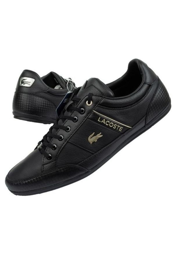 Buty Lacoste Chaymon 0721 M 7-41CMA006302H czarne. Okazja: na co dzień. Zapięcie: sznurówki. Kolor: czarny. Materiał: skóra, syntetyk, materiał