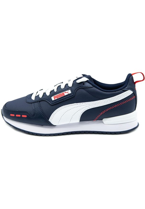 Buty do chodzenia męskie Puma R78 SL. Zapięcie: sznurówki. Kolor: wielokolorowy, niebieski, szary. Materiał: materiał, syntetyk, tkanina. Szerokość cholewki: normalna. Sport: turystyka piesza