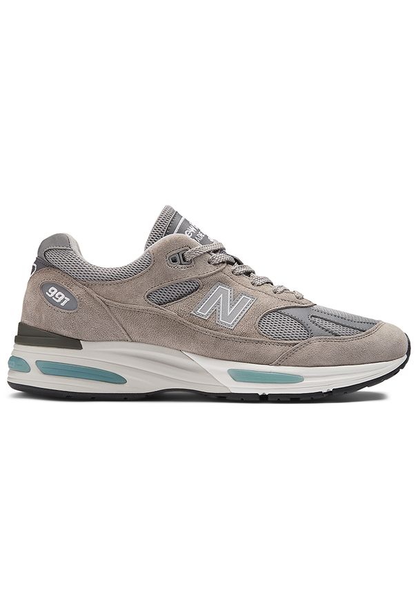 Buty unisex New Balance U991GL2 – beżowe. Kolor: szary, beżowy. Materiał: skóra, syntetyk, materiał, guma. Szerokość cholewki: normalna. Sport: bieganie