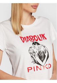 Pinko T-Shirt DIABOLIK Fabiana 1L1098 Y5SN Biały Regular Fit. Kolor: biały. Materiał: bawełna #4