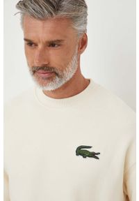 Lacoste bluza bawełniana męska kolor beżowy z aplikacją. Kolor: beżowy. Materiał: bawełna. Wzór: aplikacja #6