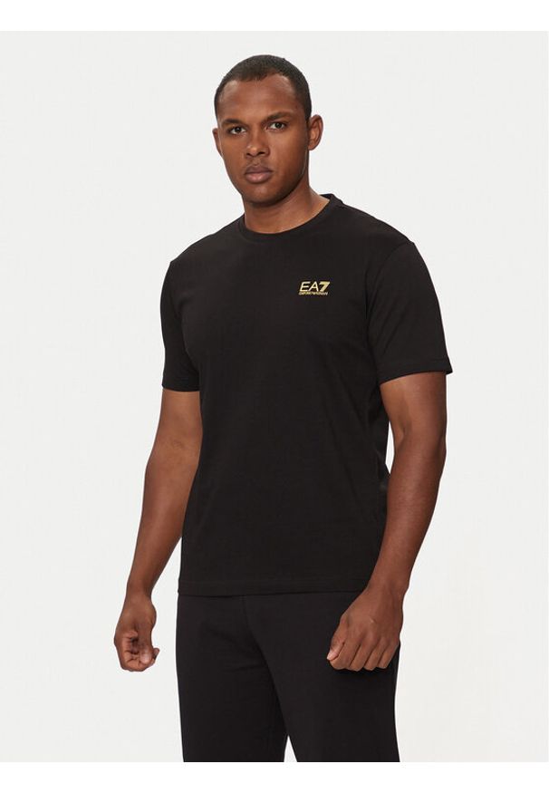 EA7 Emporio Armani T-Shirt 8NPT25 PJVPZ 0208 Czarny Regular Fit. Kolor: czarny. Materiał: bawełna