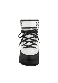 Bogner - BOGNER - Białe śniegowce z logo. Kolor: biały. Materiał: futro, materiał. Szerokość cholewki: normalna #2