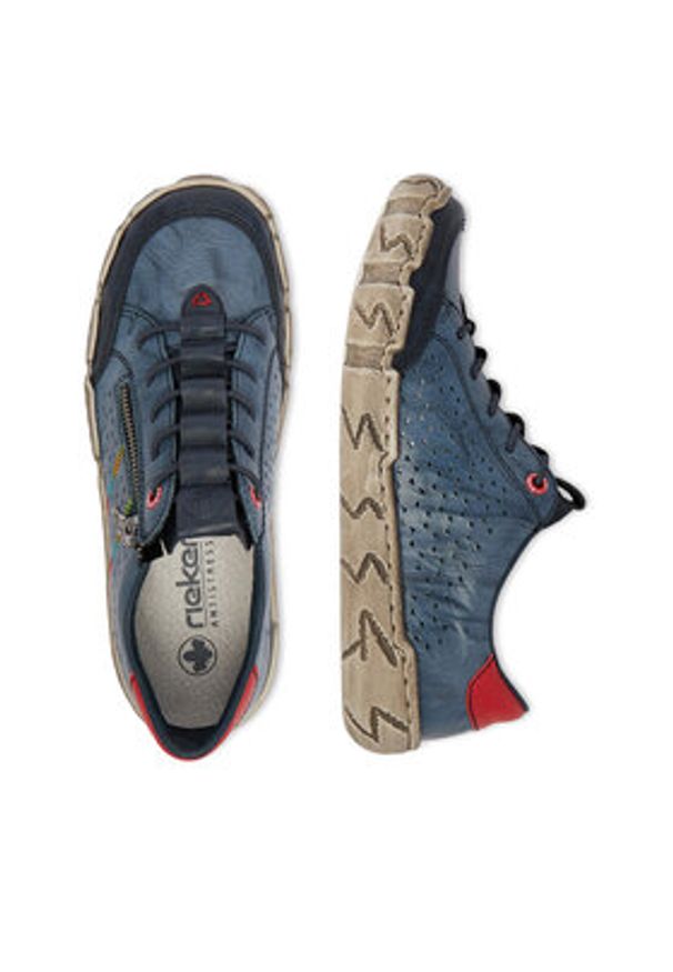 Rieker Półbuty L0357-12 Niebieski. Kolor: niebieski. Materiał: skóra