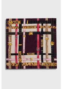 MOSCHINO - Moschino apaszka jedwabna kolor fioletowy wzorzysta. Kolor: fioletowy. Materiał: jedwab #2