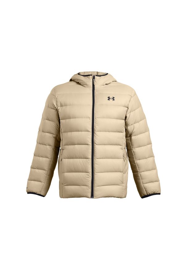 Kurtka puchowa z wypełnieniem naturalnym męska Under Armour Legend Down Hooded Jacket - beżowa. Kolor: beżowy. Materiał: puch. Sezon: zima