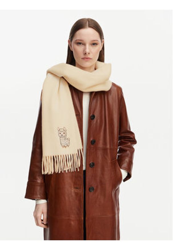 Weekend Max Mara Szalik Fascia 2615541034 Écru. Kolor: kremowy. Materiał: wełna