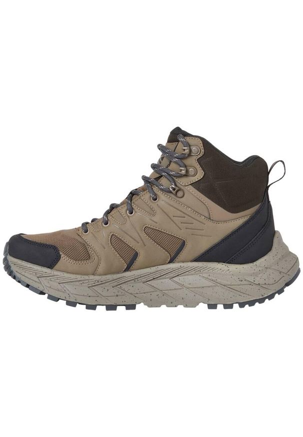 Buty sportowe męskie Karrimor Kestrel Mid. Wysokość cholewki: za kostkę. Zapięcie: sznurówki. Kolor: brązowy. Materiał: syntetyk, tkanina, materiał. Szerokość cholewki: normalna