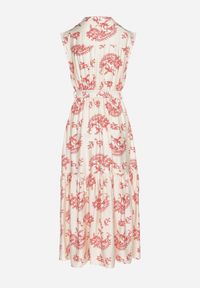 Born2be - Beżowo-Różowa Wiskozowa Sukienka w Abstrakcyjny Wzór z Paskiem Rinoriela. Okazja: na co dzień. Kolor: różowy. Materiał: wiskoza. Wzór: aplikacja. Typ sukienki: proste. Styl: casual, elegancki #5