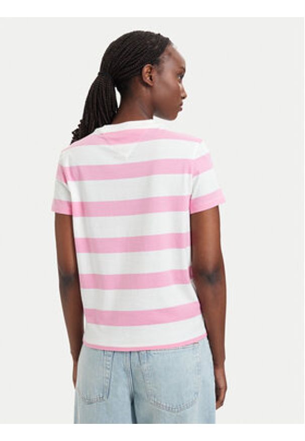 Tommy Jeans T-Shirt Flag DW0DW23801 Różowy jasny Regular Fit. Kolor: różowy. Materiał: bawełna