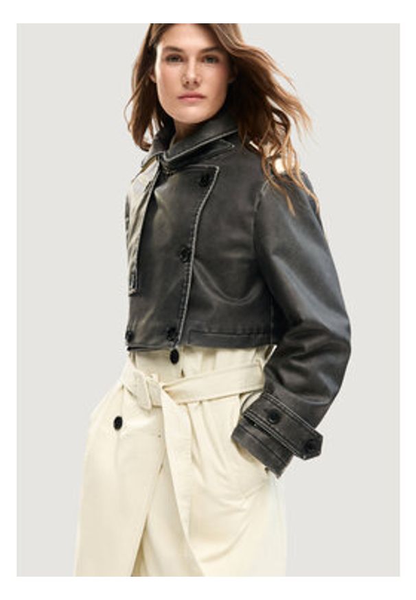 Desigual Trencz Duolo 26SWEW34 Écru Regular Fit. Materiał: syntetyk