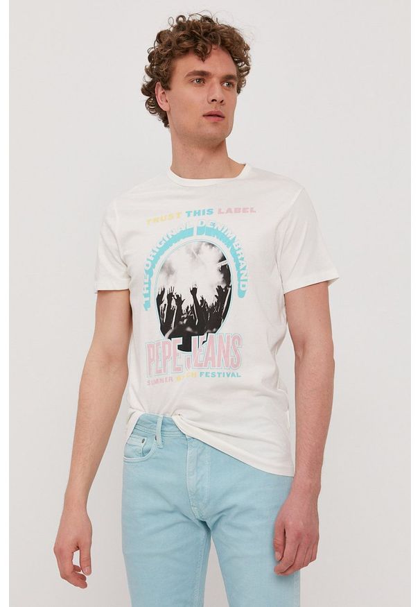 Pepe Jeans - T-shirt Matt. Okazja: na co dzień. Kolor: biały. Wzór: nadruk. Styl: casual