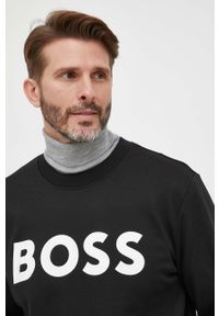 BOSS bluza bawełniana męska kolor czarny z nadrukiem. Kolor: czarny. Materiał: bawełna. Wzór: nadruk. Styl: klasyczny #4