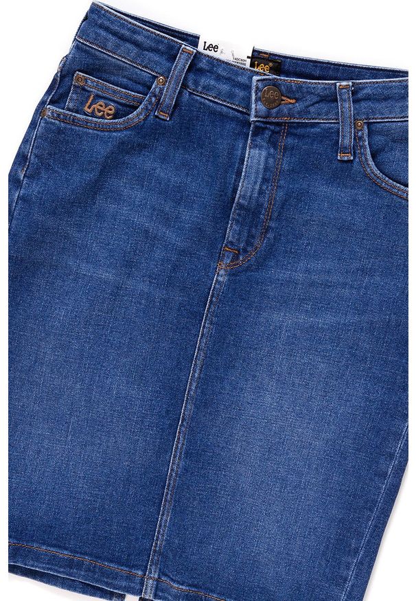 Lee - SPÓDNICA JEANSOWA LEE HIGH WAIST SKIRT TRUE BLUE L38QROPB 112108313. Stan: podwyższony. Materiał: jeans