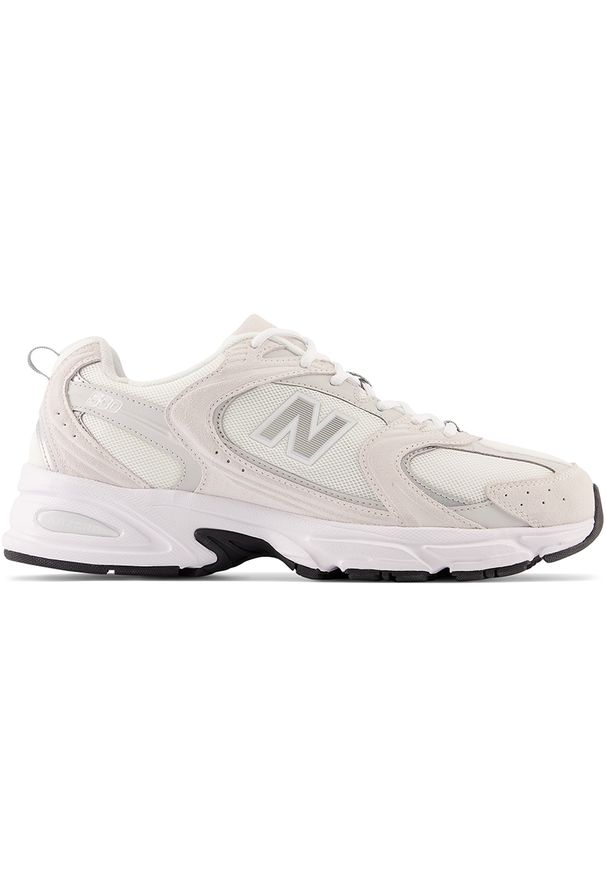 Buty unisex New Balance MR530CE – beżowe. Okazja: na co dzień. Kolor: beżowy. Materiał: tworzywo sztuczne, materiał, tkanina. Szerokość cholewki: normalna. Sezon: lato