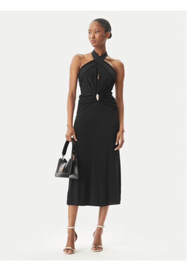 Elisabetta Franchi Sukienka koktajlowa AB-719-52E2-V560 Czarny Regular Fit. Kolor: czarny. Materiał: wiskoza. Styl: wizytowy