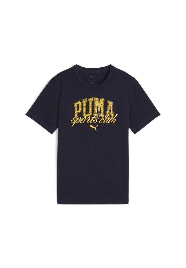 Puma - Młodzieżowa koszulka PUMA Class z grafiką PUMA New Navy Blue. Kolor: niebieski. Materiał: guma. Wzór: nadruk