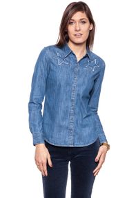 Wrangler - KOSZULA JEANSOWA DAMSKA WRANGLER STAR SHIRT MID INDIGO W5231O68E. Materiał: jeans #3