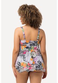 ULLA POPKEN - Damskie Tankini zegarki miękkie miseczki wydłużone boki ramiączka z regulacją. Kolekcja: plus size. Kolor: beżowy. Materiał: elastan, poliamid, materiał