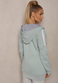 Renee - Jasnozielona Długa Bluza z Kapturem Linithra. Okazja: na co dzień. Typ kołnierza: kaptur. Kolor: zielony. Materiał: materiał. Długość: długie. Styl: sportowy, casual