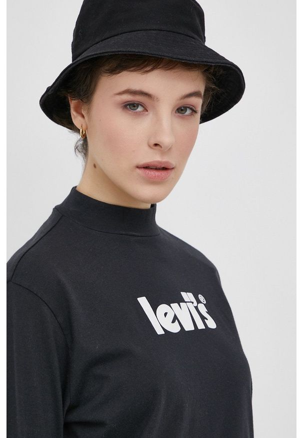 Levi's® - Levi's - Sukienka bawełniana. Okazja: na co dzień, na spotkanie biznesowe. Kolor: czarny. Materiał: bawełna. Wzór: nadruk. Typ sukienki: proste. Styl: biznesowy, casual