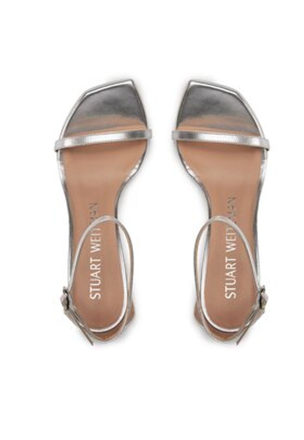 Stuart Weitzman Sandały Nudistcurve 100 Sanda SA178 Srebrny. Kolor: srebrny. Materiał: skóra