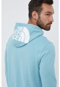 The North Face bluza bawełniana męska kolor turkusowy z kapturem z nadrukiem. Okazja: na co dzień. Typ kołnierza: kaptur. Kolor: turkusowy. Materiał: bawełna. Wzór: nadruk. Styl: casual #3