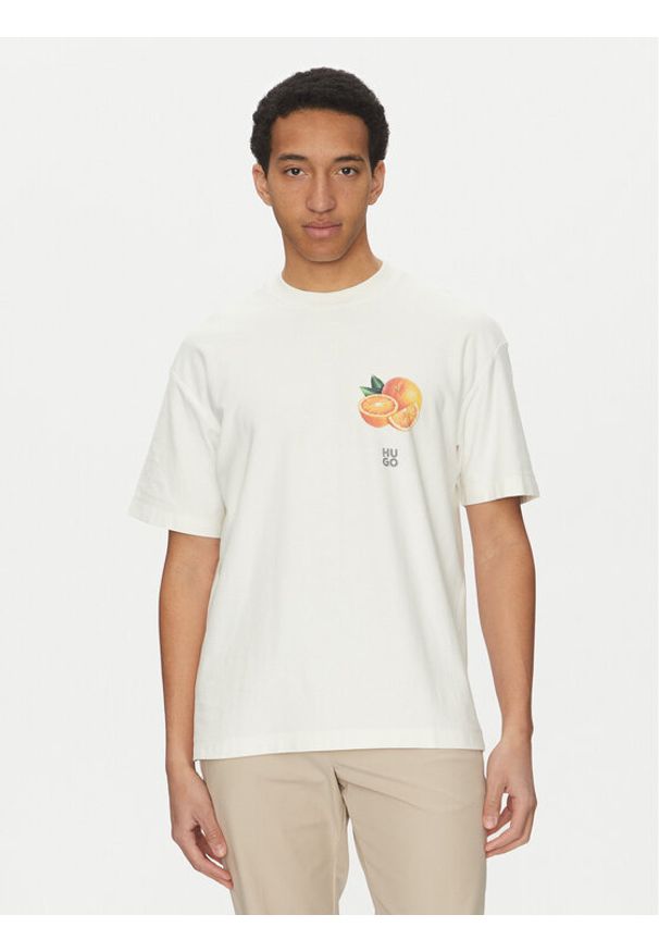 Hugo - HUGO T-Shirt Dartiee 50537576 Écru Oversize. Materiał: bawełna