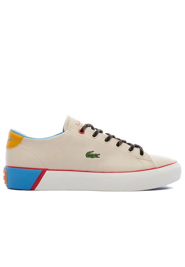 Buty Lacoste Gripshot Cocuk Bej 744CUJ0004-HT3 - beżowe. Kolor: beżowy. Materiał: materiał, syntetyk, guma. Szerokość cholewki: normalna. Wzór: aplikacja