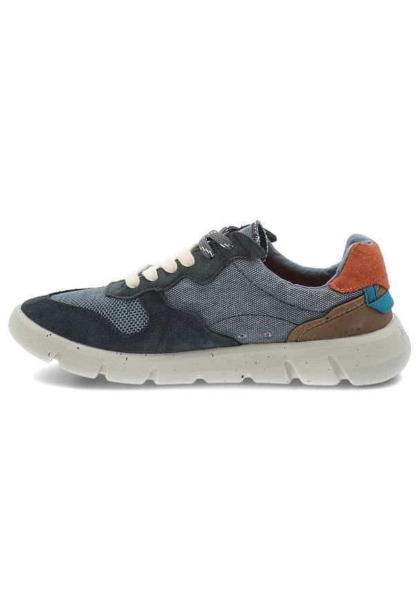 Granatowe Sneakersy Jeep Sportowe Obuwie Męskie. Okazja: na co dzień. Kolor: niebieski. Materiał: zamsz. Szerokość cholewki: normalna. Wzór: kolorowy. Sport: bieganie