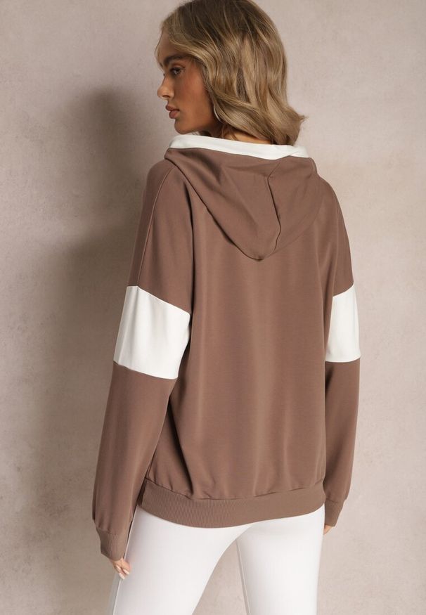 Renee - Brązowa Bawełniana Bluza z Kapturem i Ściągaczami Adikona. Typ kołnierza: kaptur. Kolor: brązowy. Materiał: bawełna. Długość rękawa: długi rękaw. Długość: długie