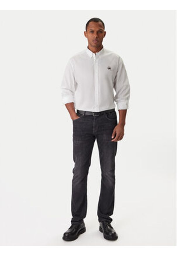 Karl Lagerfeld - KARL LAGERFELD Koszula 605912 561600 Biały Regular Fit. Typ kołnierza: dekolt w karo. Kolor: biały. Materiał: bawełna