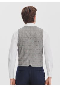 Pako Lorente - PAKO LORENTE - Szara dwurzędowa kamizelka męska w kratę. Kolor: szary. Materiał: poliester, wiskoza, elastan. Styl: elegancki, młodzieżowy #4