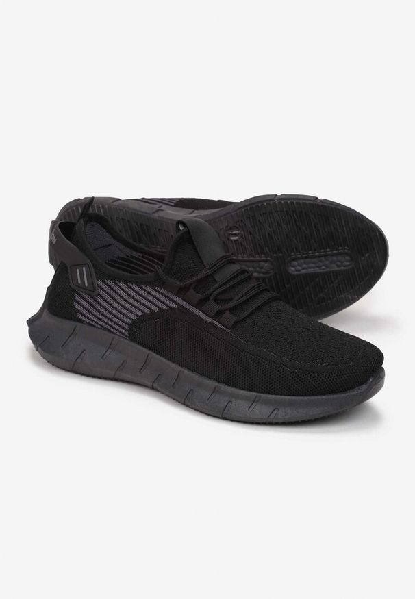 Born2be - Czarno-Szare Buty Sportowe z Elastyczną Cholewką i Ozdobnym Sznurowaniem Tullans. Okazja: na co dzień. Zapięcie: bez zapięcia. Kolor: czarny. Szerokość cholewki: normalna