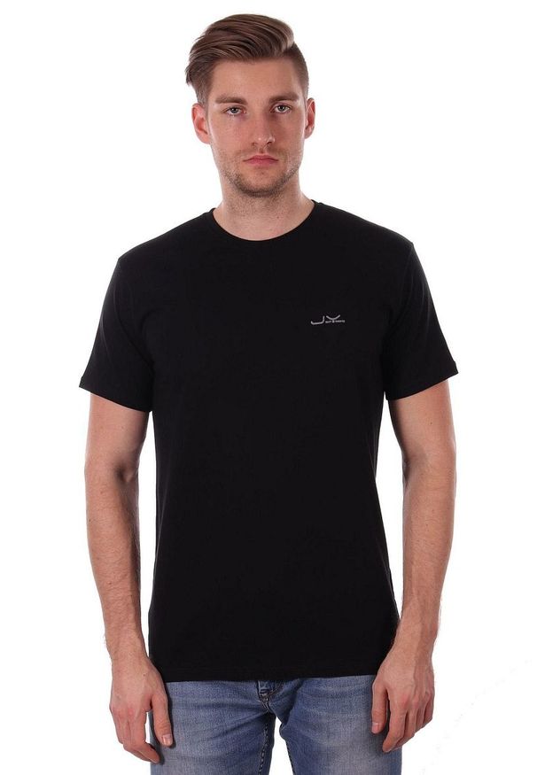 Czarny Gładki T-shirt Męski, Krótki Rękaw, Just Yuppi, 100% BAWEŁNA, Koszulka, z Logo. Okazja: na co dzień. Kolor: czarny. Materiał: bawełna. Długość rękawa: krótki rękaw. Długość: krótkie. Wzór: nadruk. Styl: casual