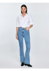 Big-Star - Jeansy damskie z rozszerzaną nogawką jasnoniebieskie Clara Flare 158. Okazja: na co dzień. Kolor: niebieski. Styl: klasyczny, retro, elegancki, casual #6
